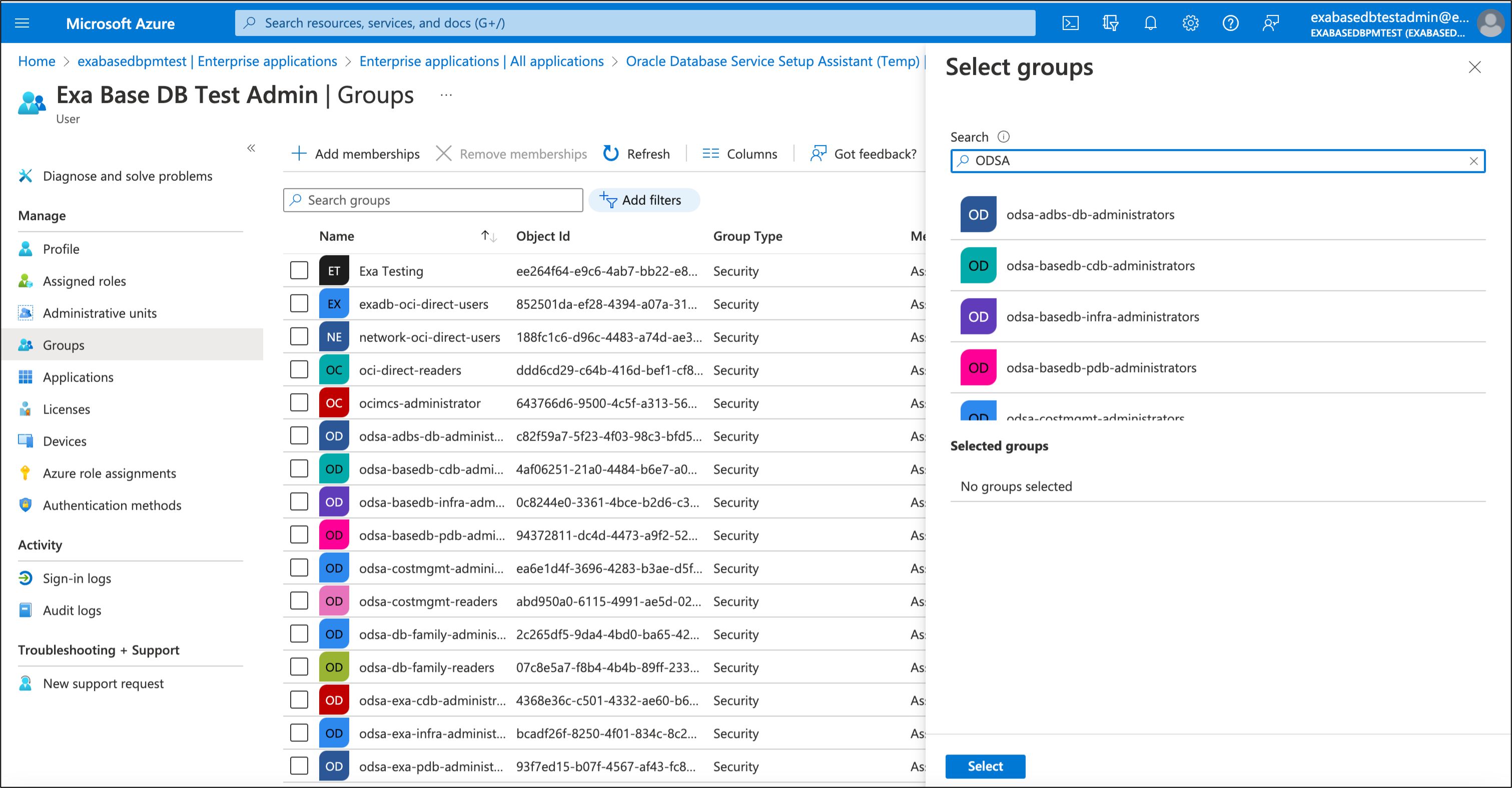 Figure 4 - Assign the user to the Appropriate ODSA User Groups 