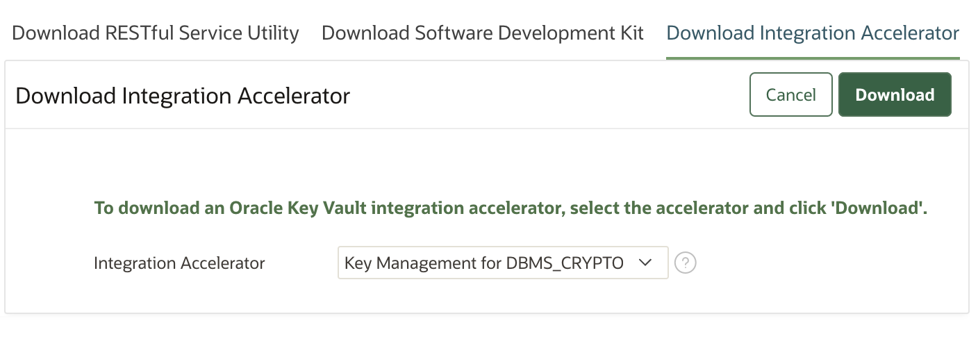 Screen shot showing how to download an integration accelerator