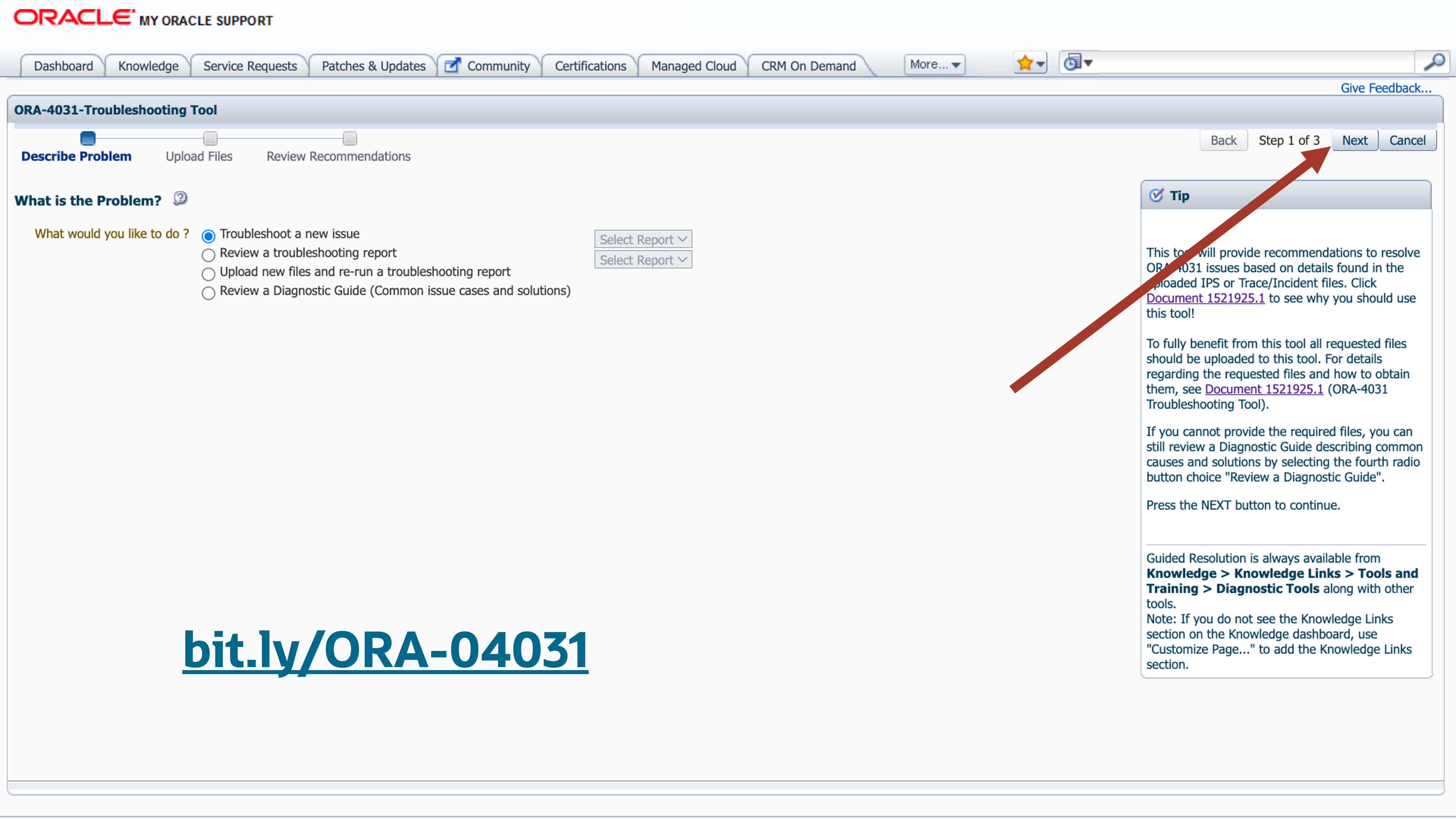 ORA-04031 MOS Troubleshooting tool 1
