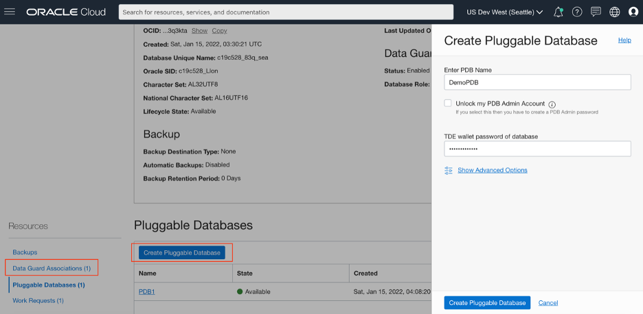 PDB with Standby Database