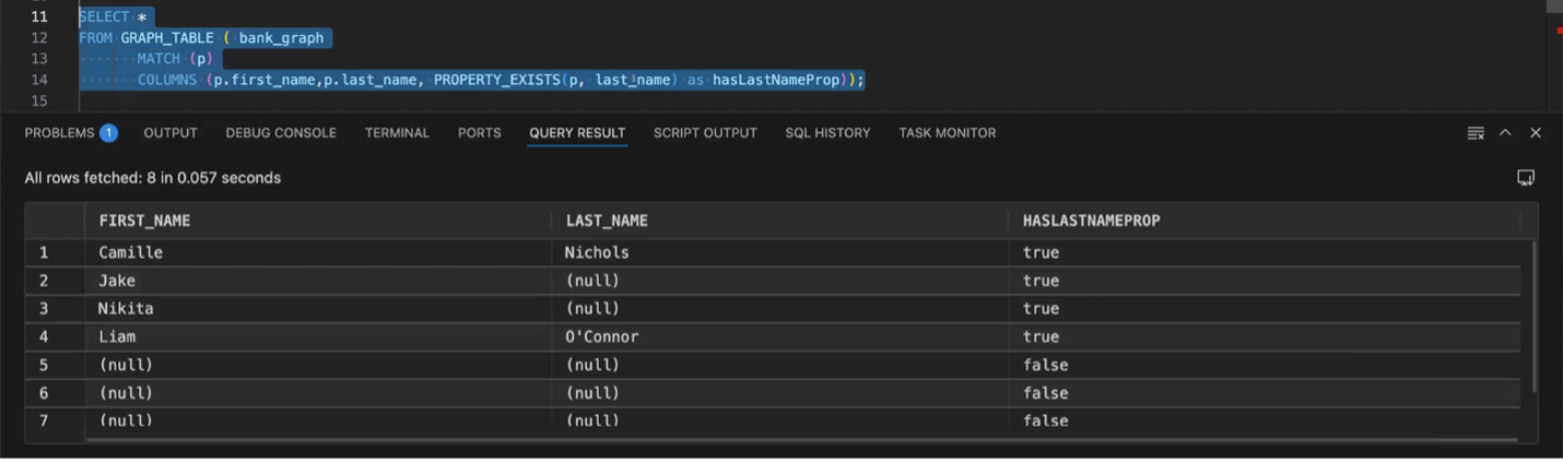 Property Exists Query and Result