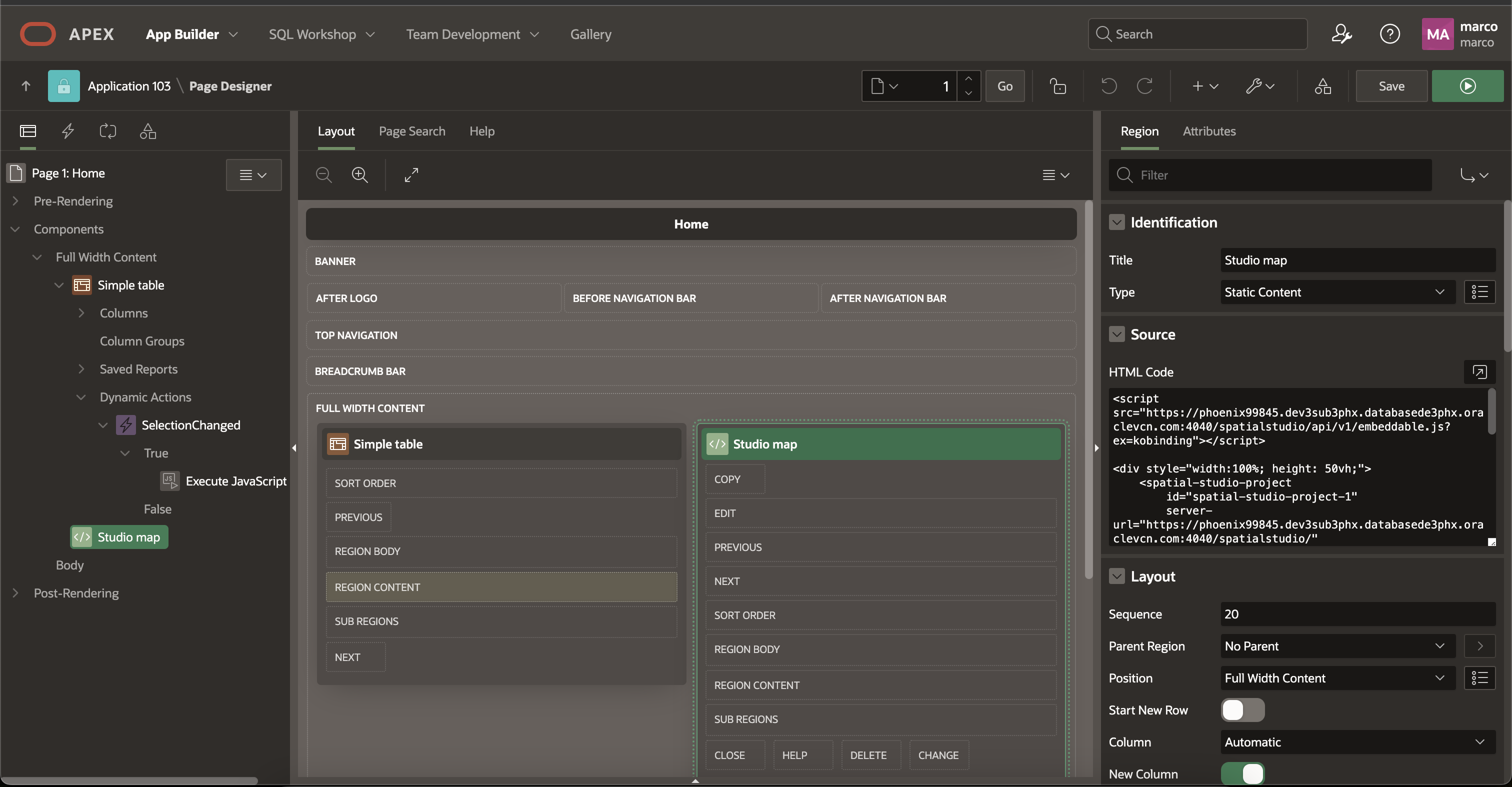 Spatial Studio Map in APEX