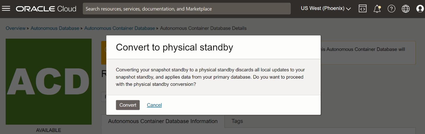 Convert to physical standby