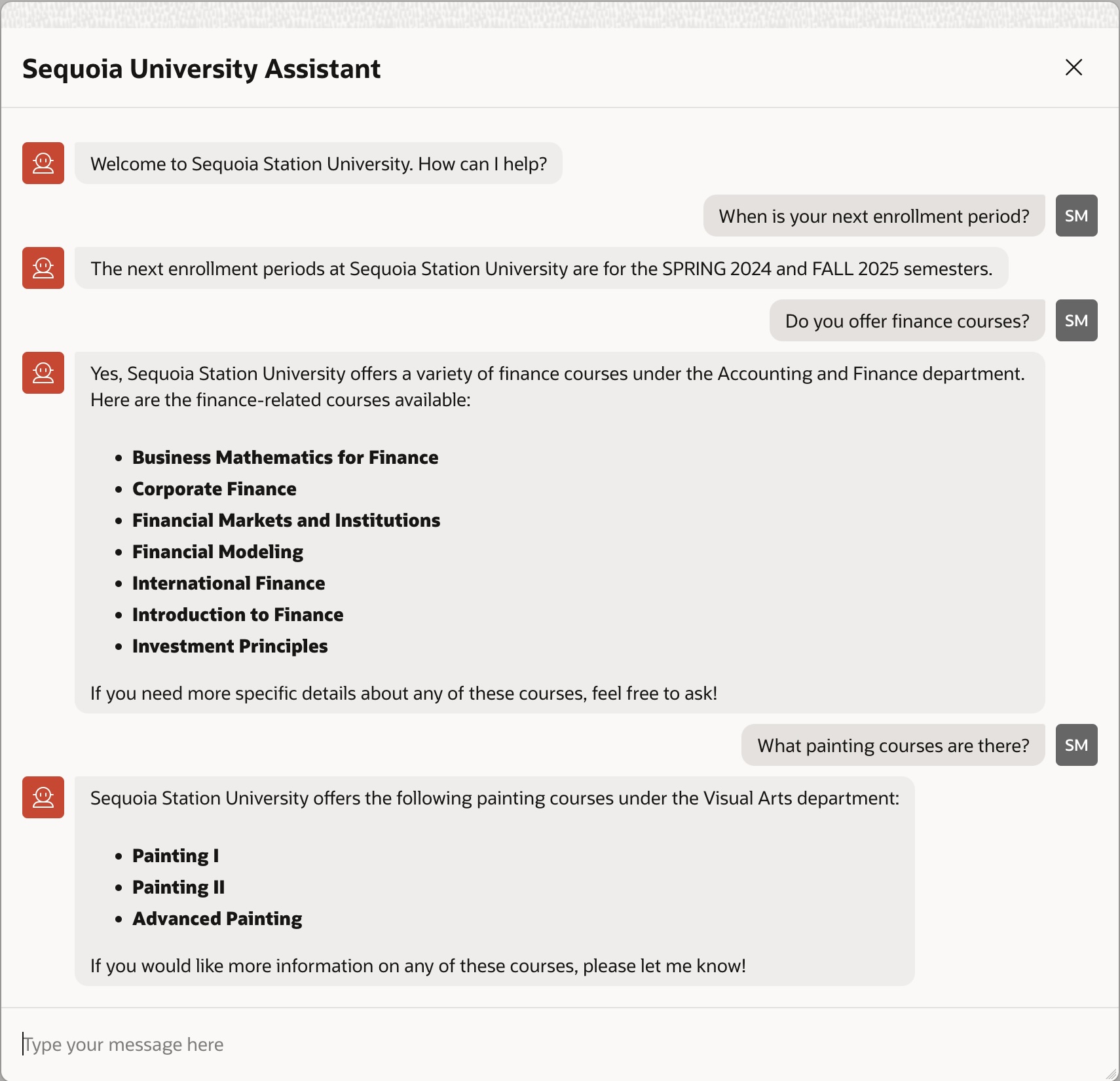 Figure 5: End users can ask questions to an app-specific AI-powered chatbot