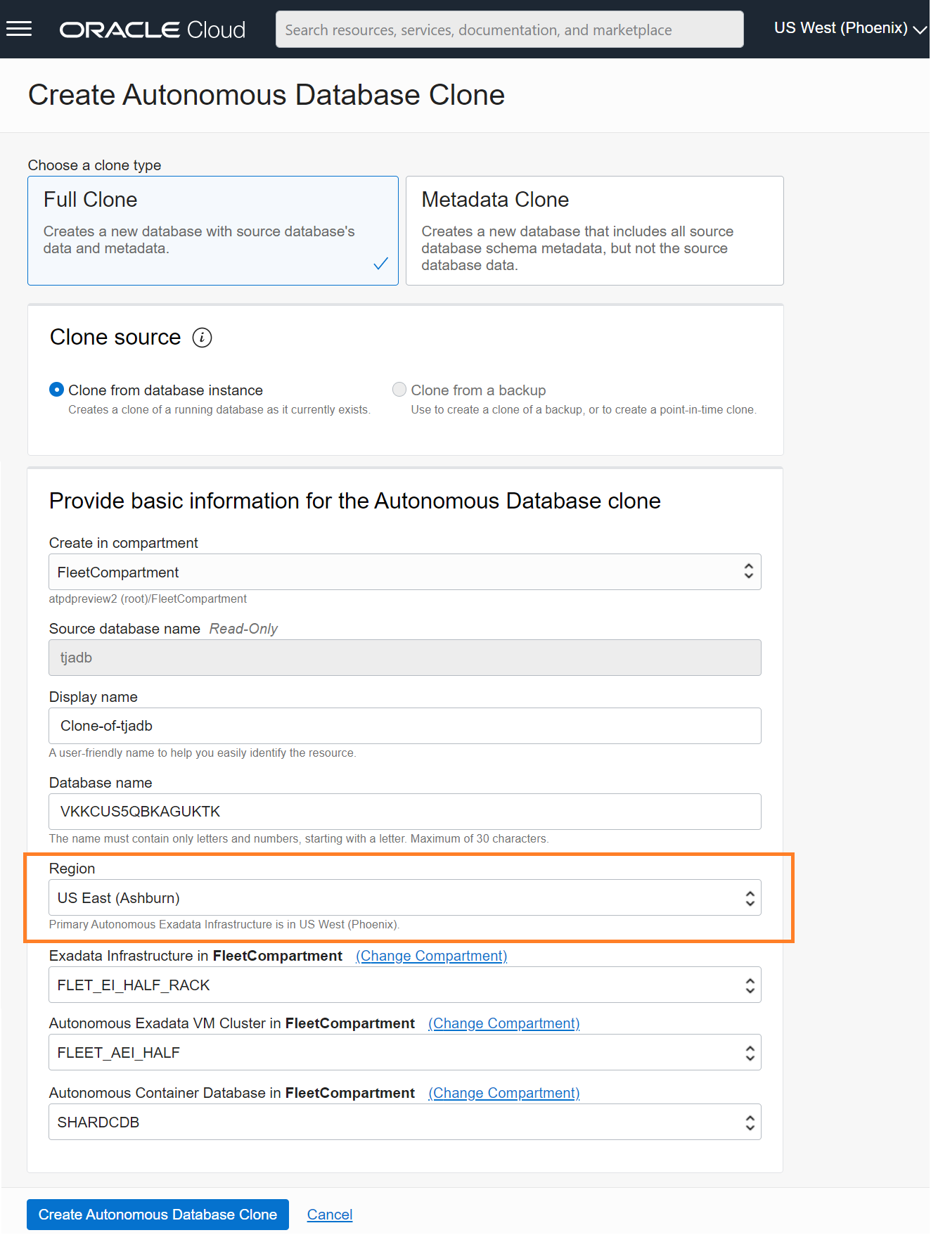 Cloning on ADB-D (UI)