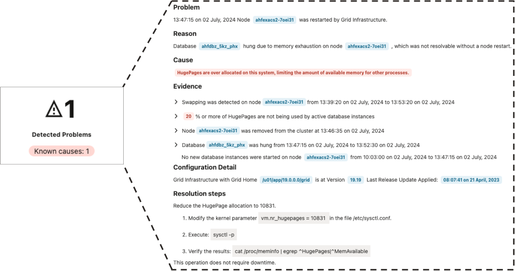 detected problem panel
