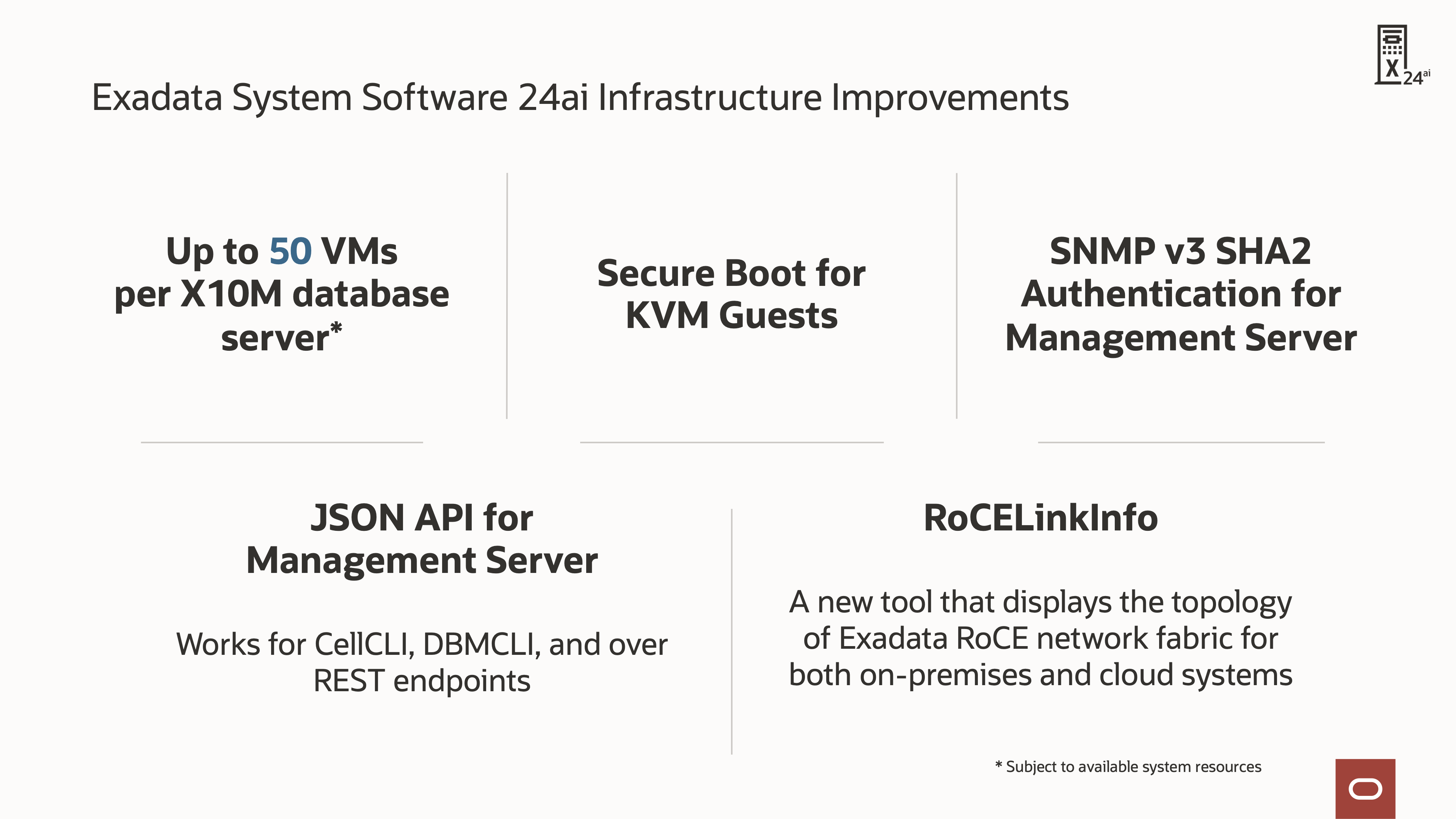 Exadata System Software 24ai Infrastructure Updates