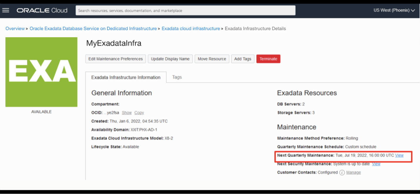 Next Quarterly Maintenance