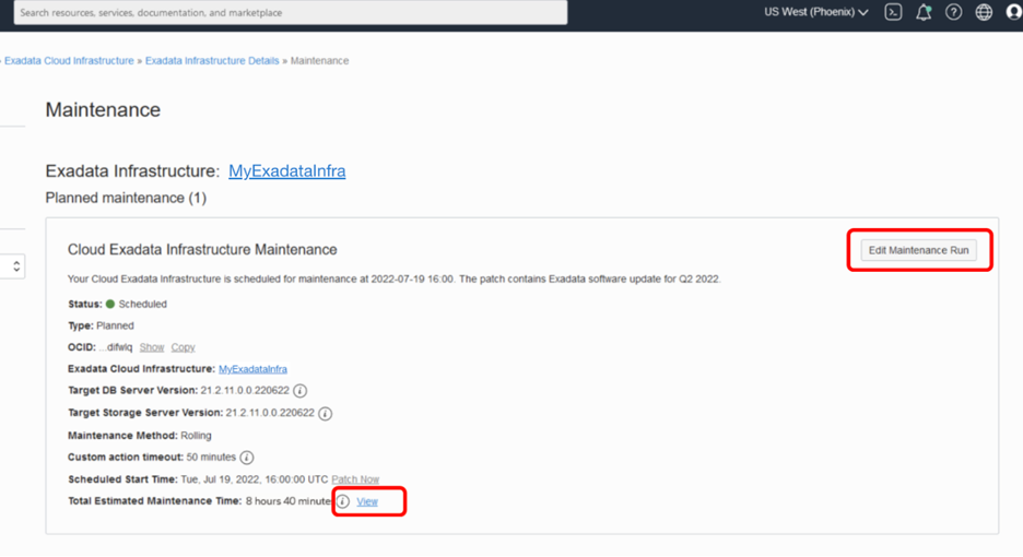 View Schedule Maintenace