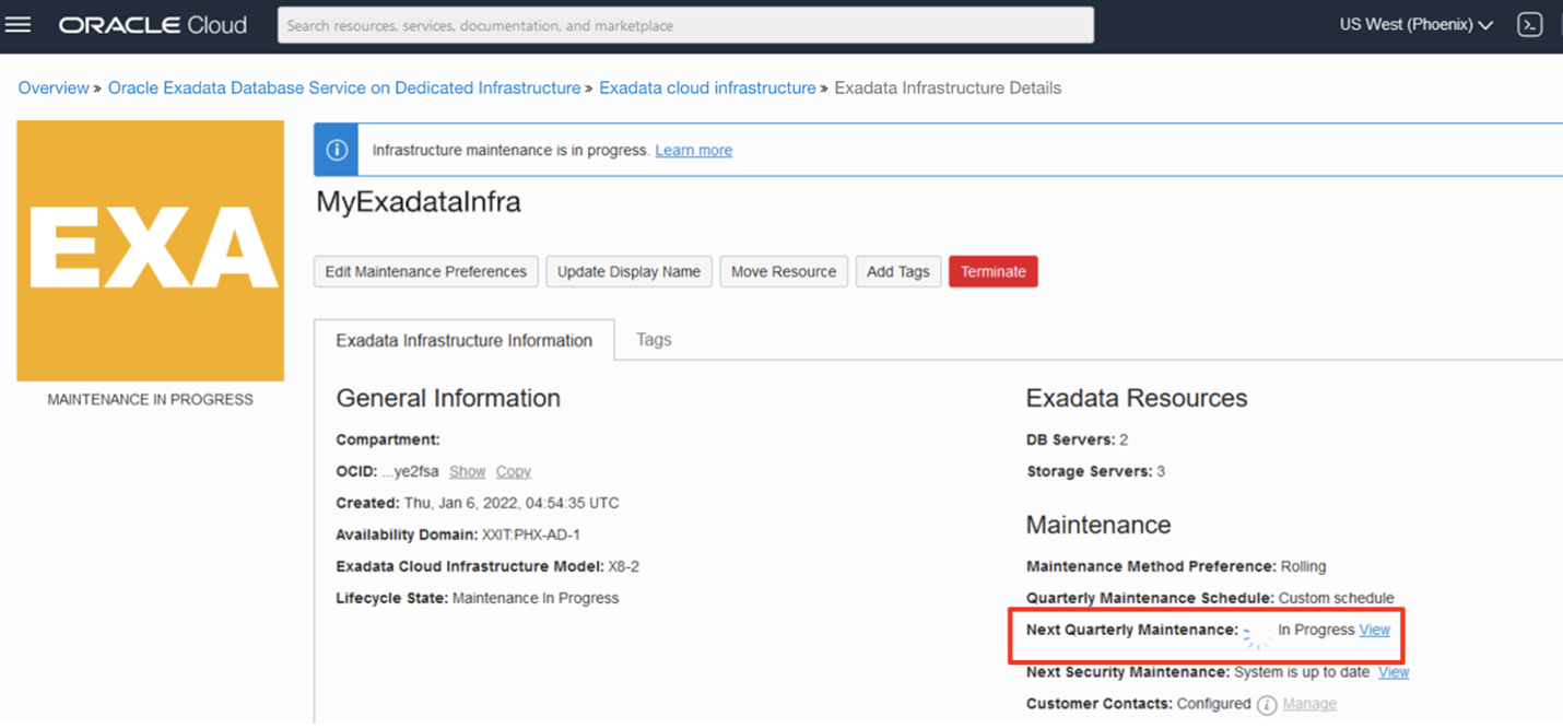 View Running Maintenance Run