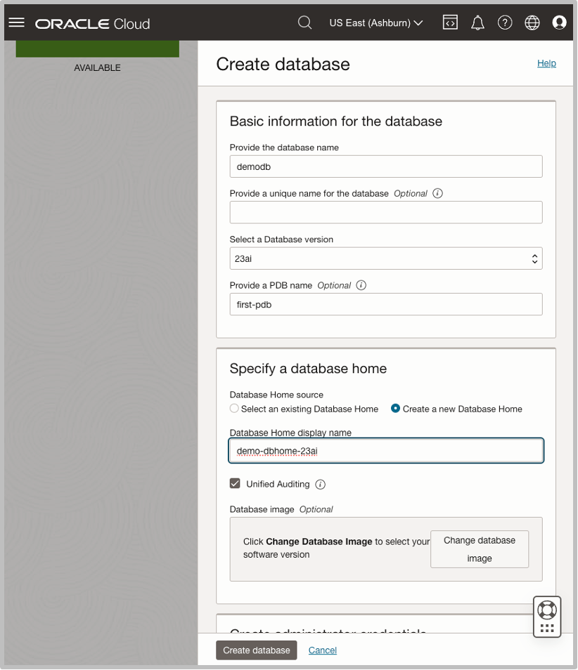 Provision Oracle Database on OCI