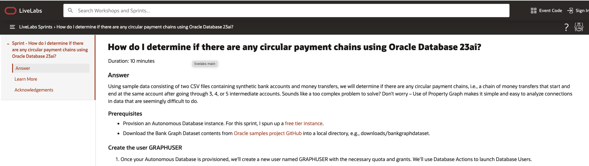 LiveLab Sprint screenshot