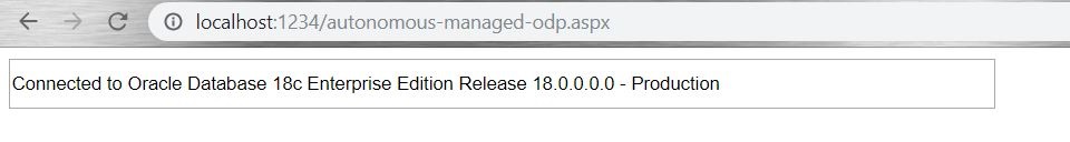 Connected to Oracle Autonomous Database from on-premises web app