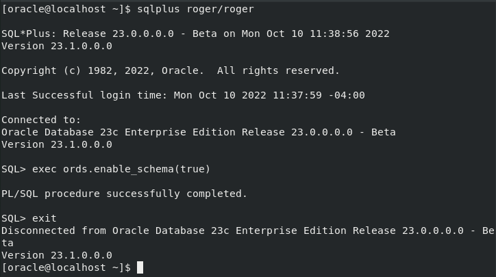 configure database user for ords