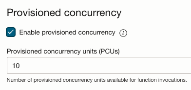 Section to enable provisioned concurrency