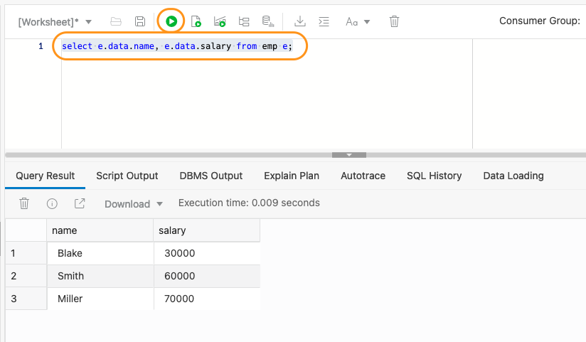 simple dot notation to fetch salaries