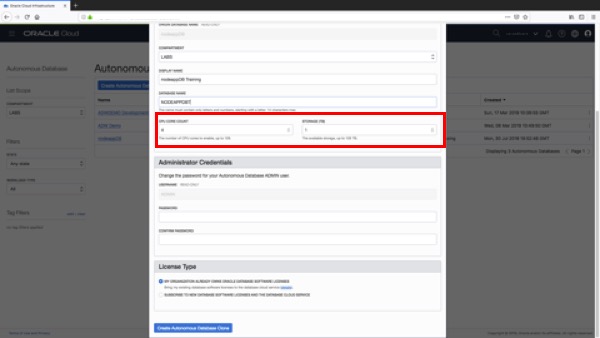 Set the CPU and storage requirements