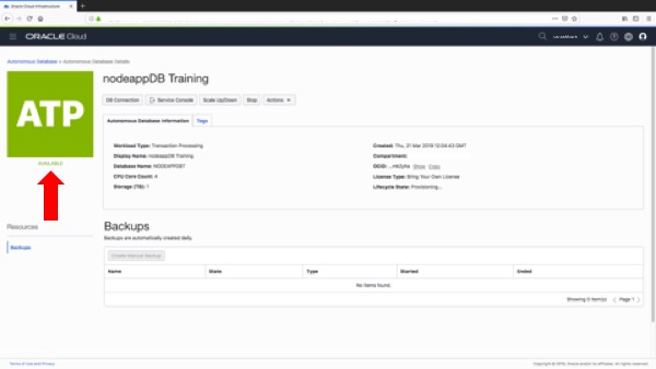 New autonomous database is now ready for use