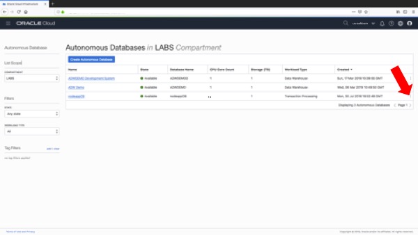 Selecting the pop-up menu from the list of ADB instances