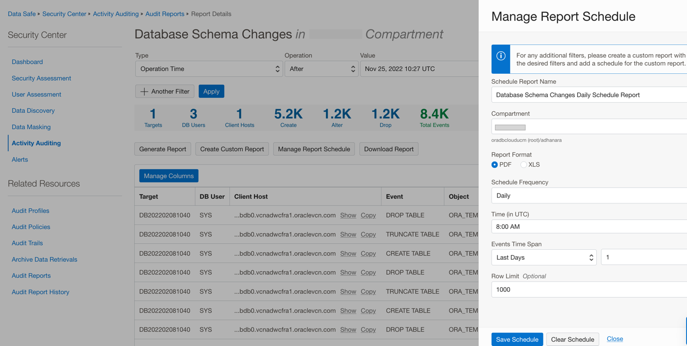 Manage Report Schedule