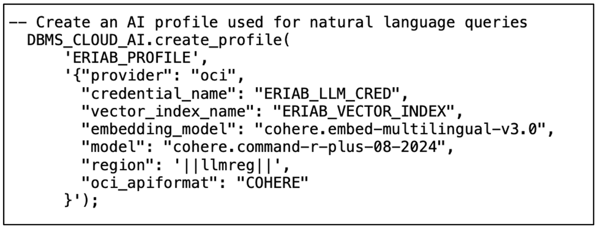 Figure 4 - Select AI profile creation example