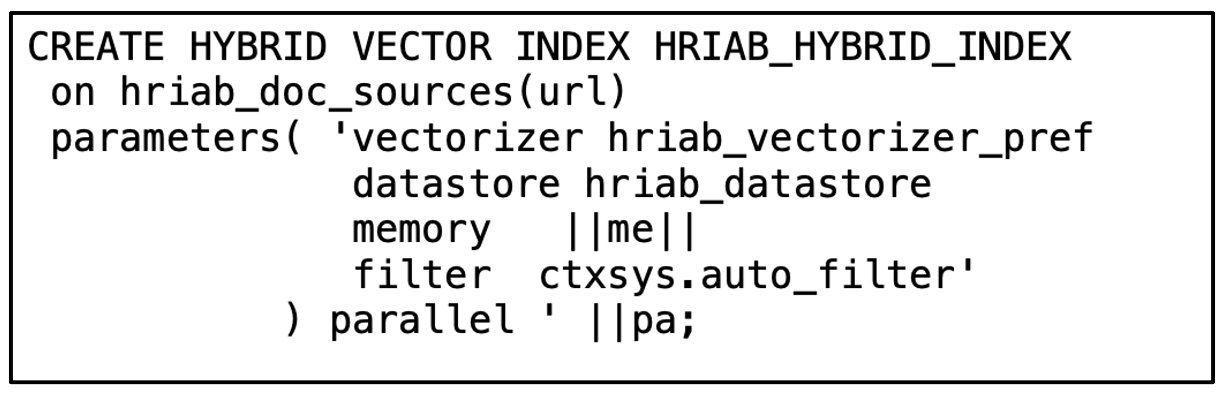 Figure 7 - Hybrid Vector index creation example