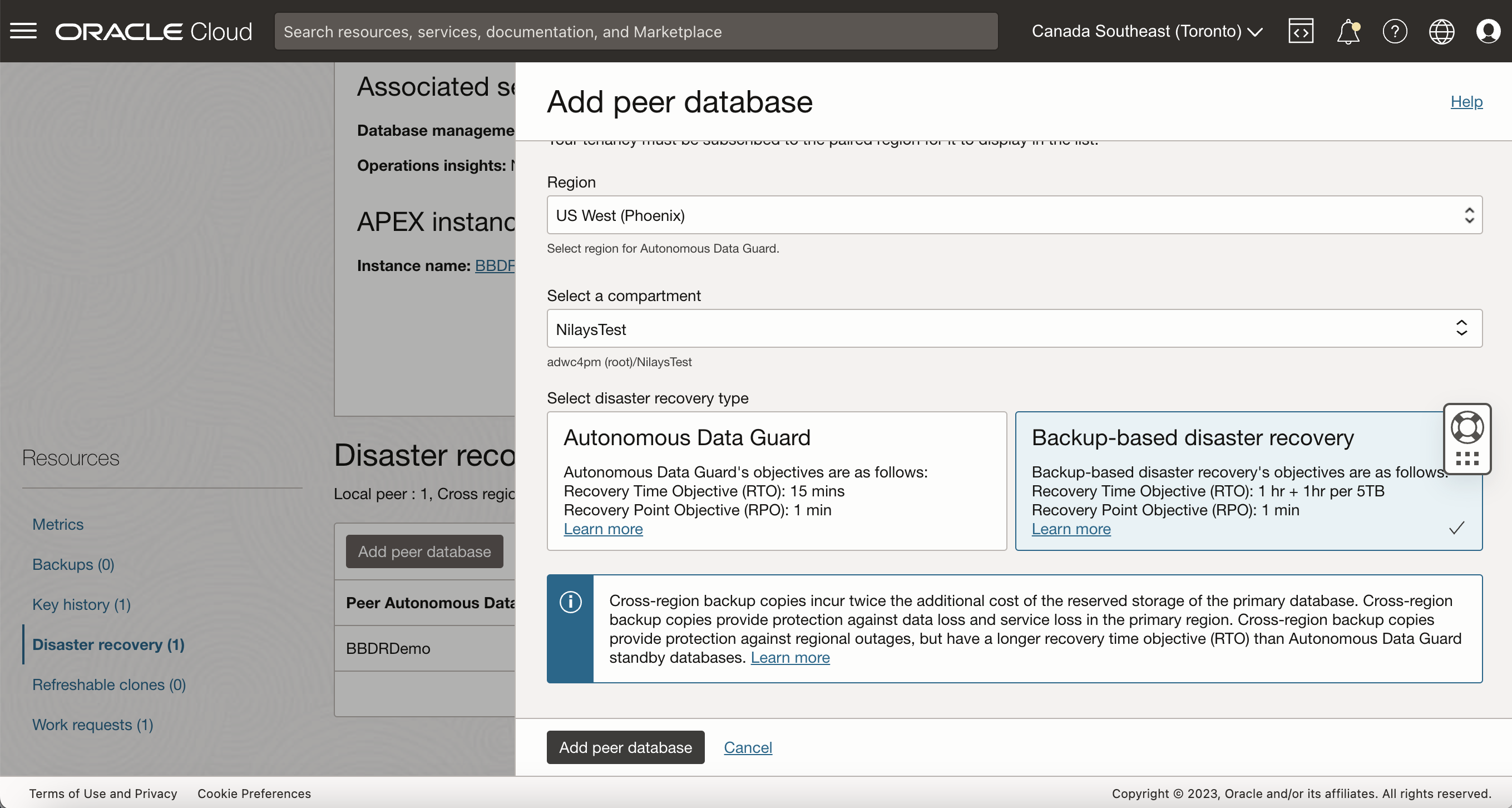 Add cross-region backup copy