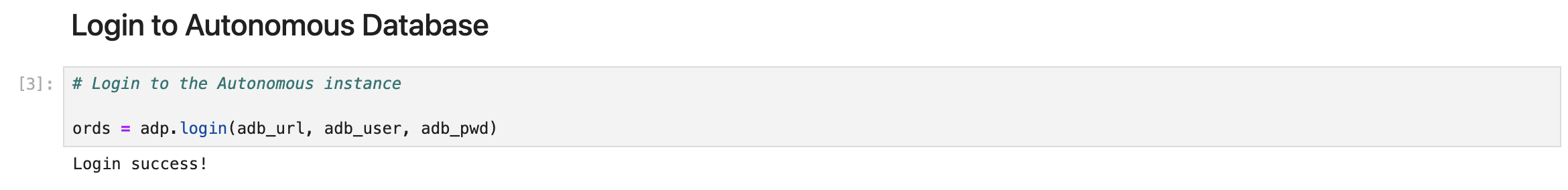 Login to Autonomous Database