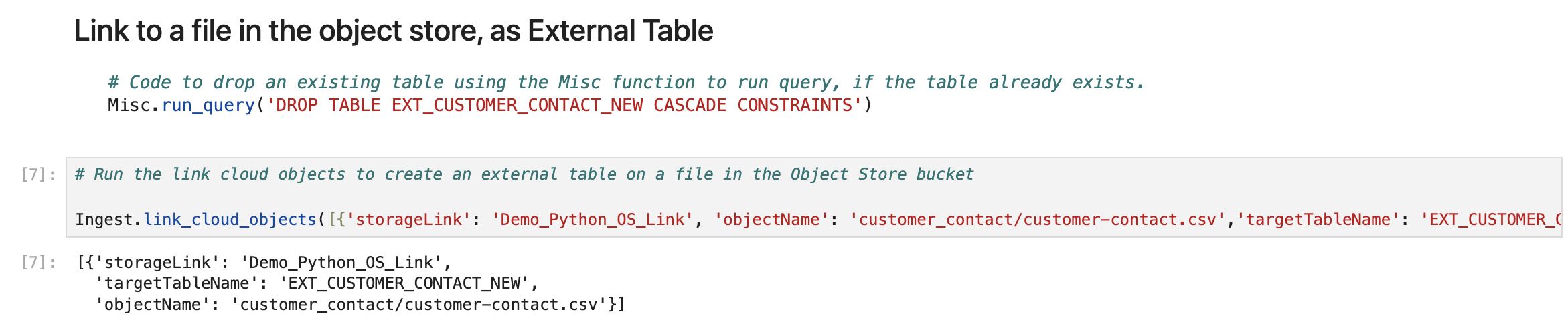 Link to file in the Object Store Bucket