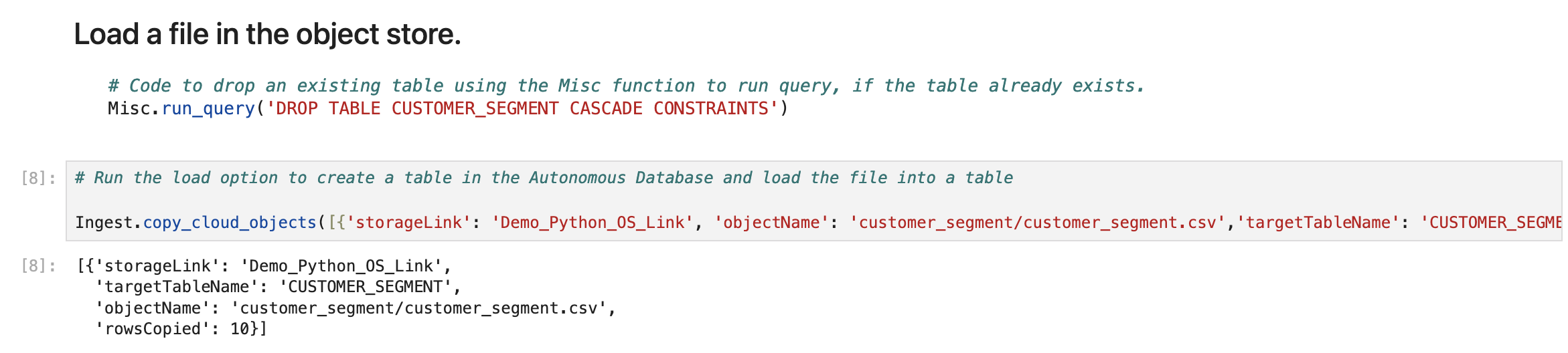 Load file from an Object Store Bucket