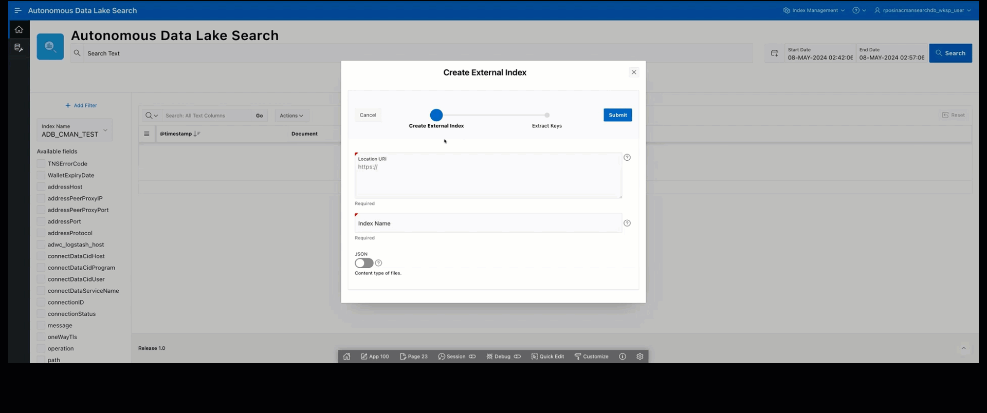create external index