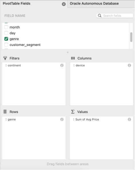 Excel Pivot Native Calculation Pivot setup
