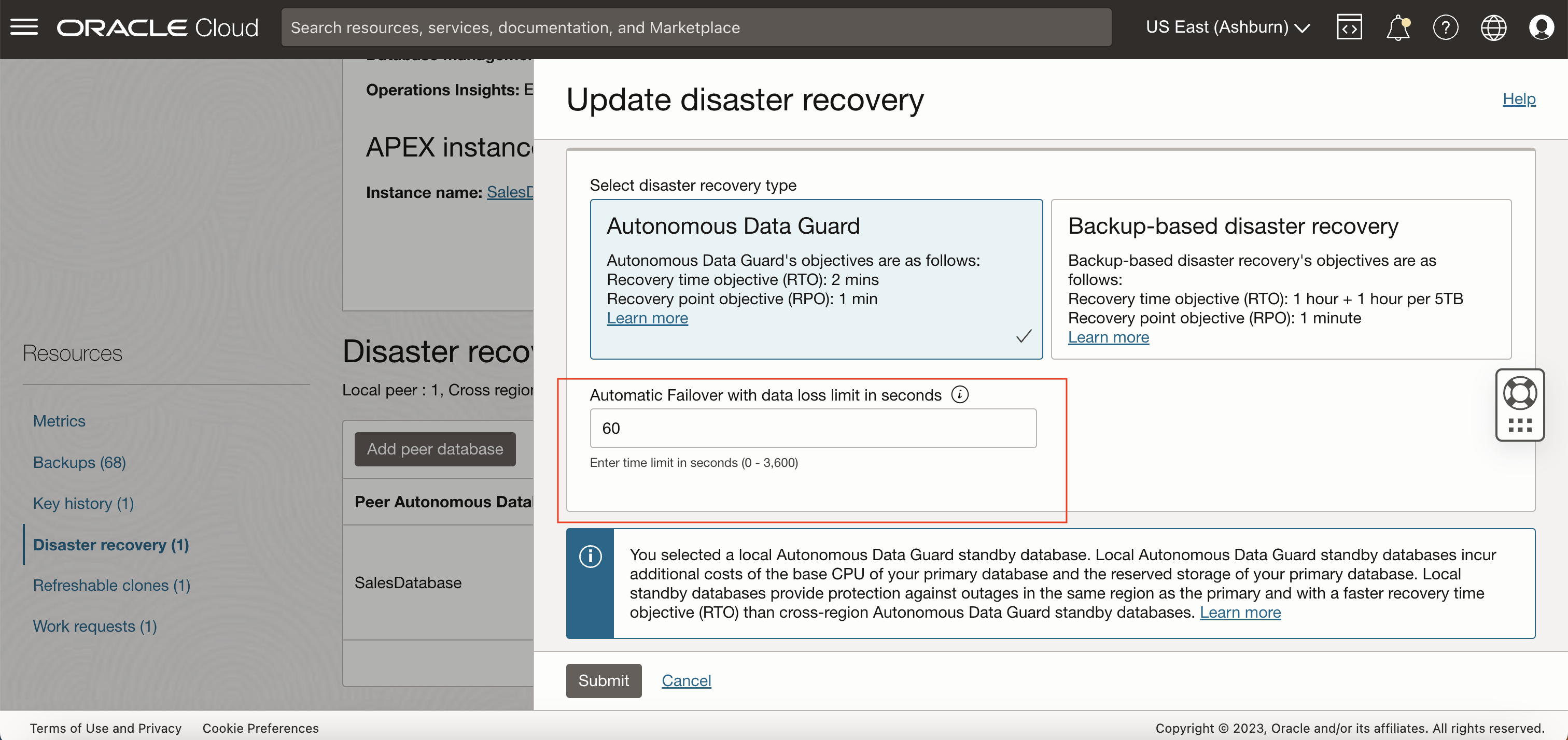 Auto Failover Data Loss Limit