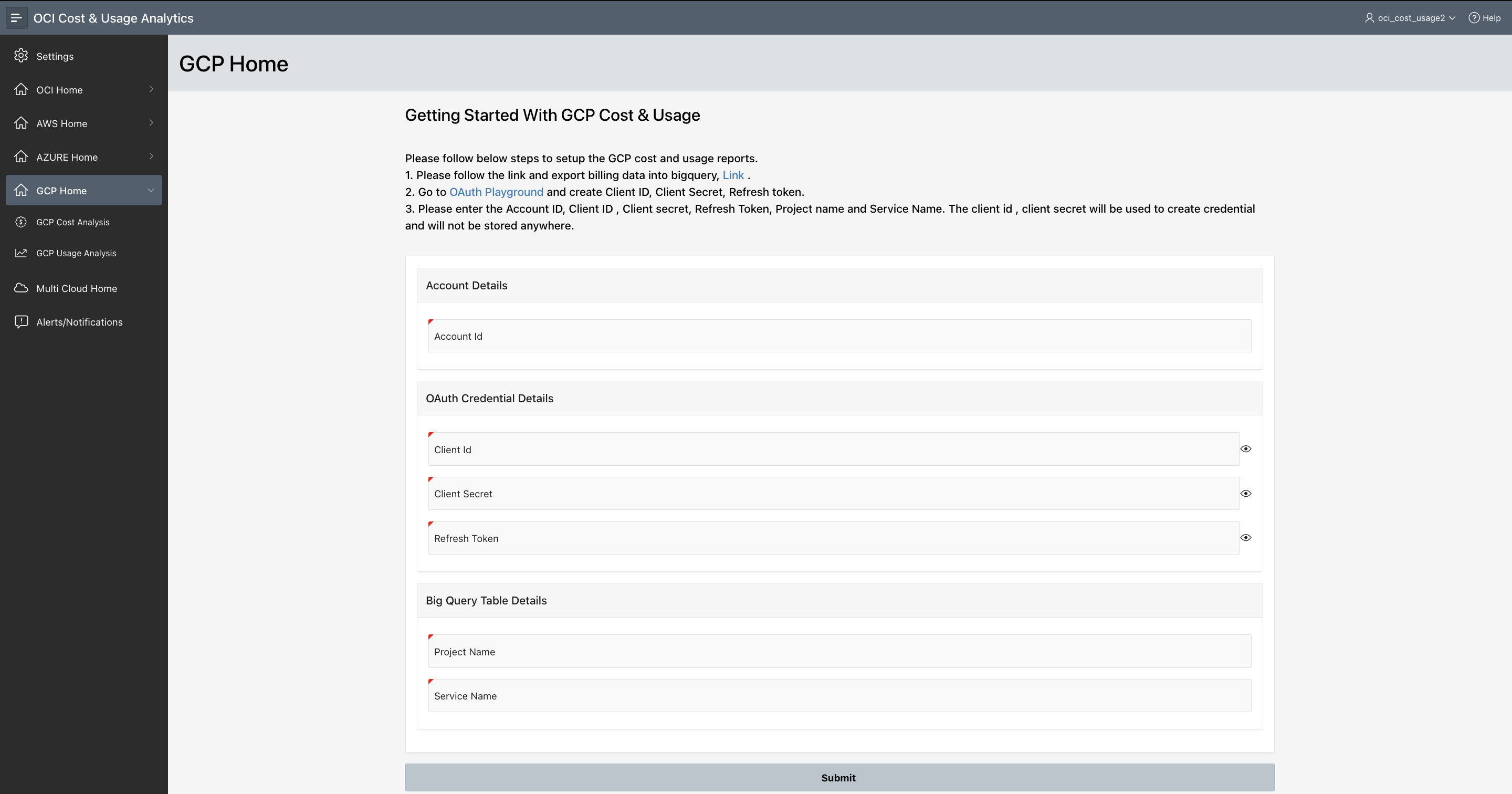 GCP Configuration Dashboard