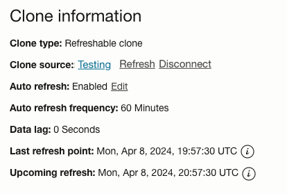 Automatic Refresh clone information