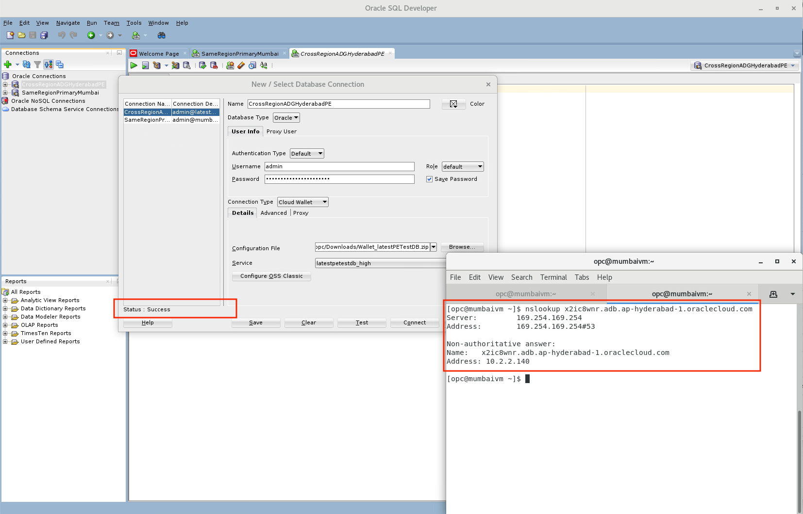 Successful connection after peering