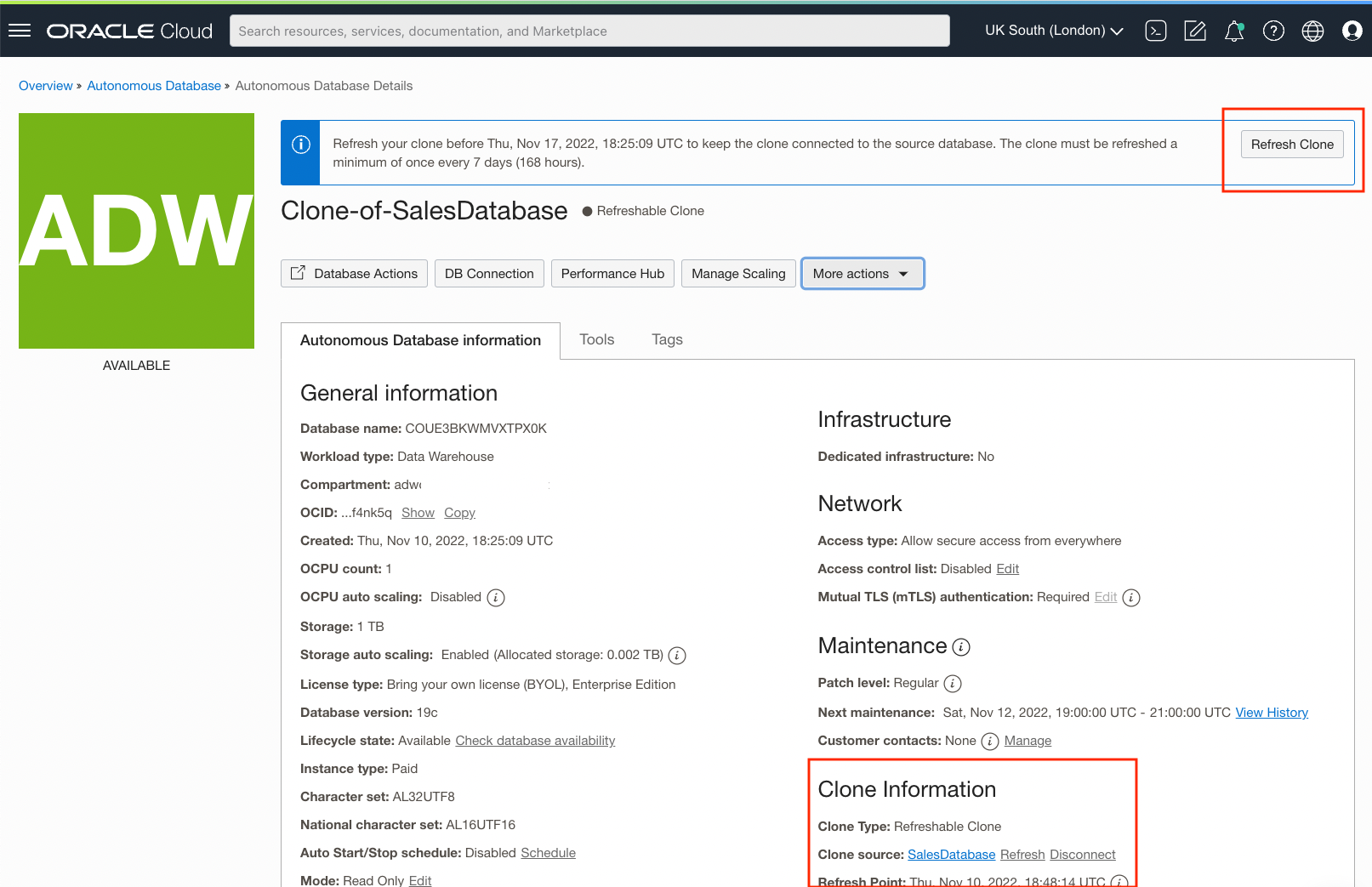 Refreshable Clone Console