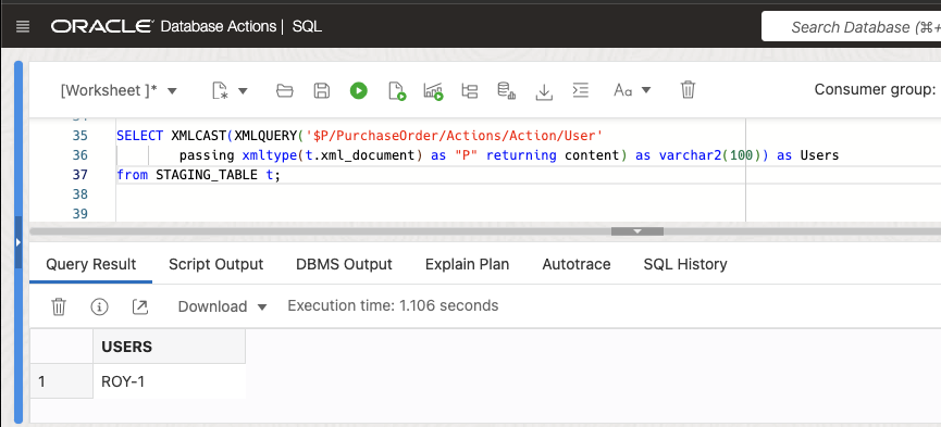 select against external table using xml operators