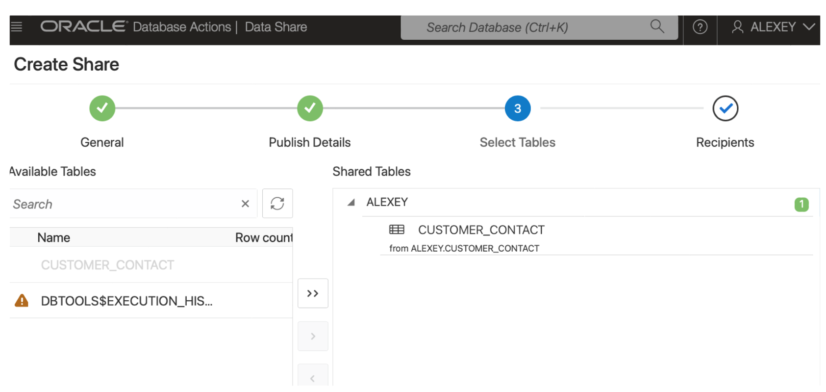 Pick data assets you want to share