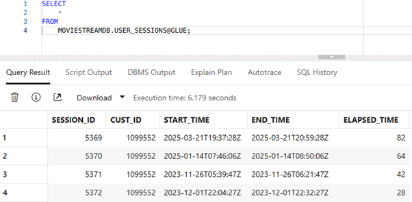 Screenshot showing a SQL of an external catalog table using the new syntax