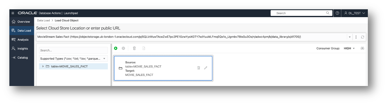Starting the data load job
