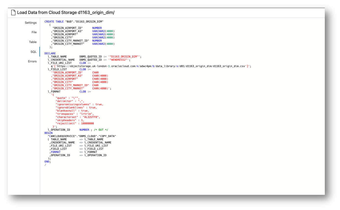 Data Load Code Stample