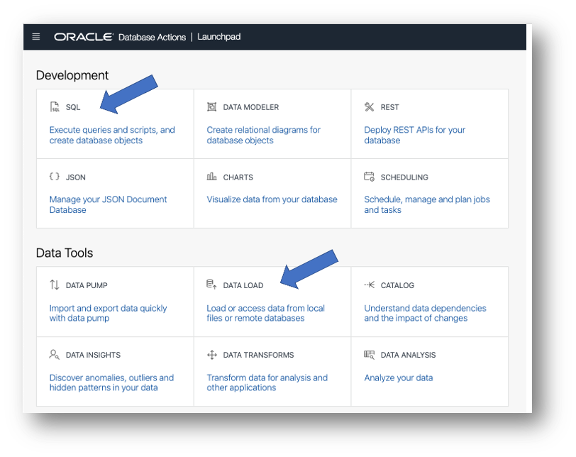 Database Actions Launchpad