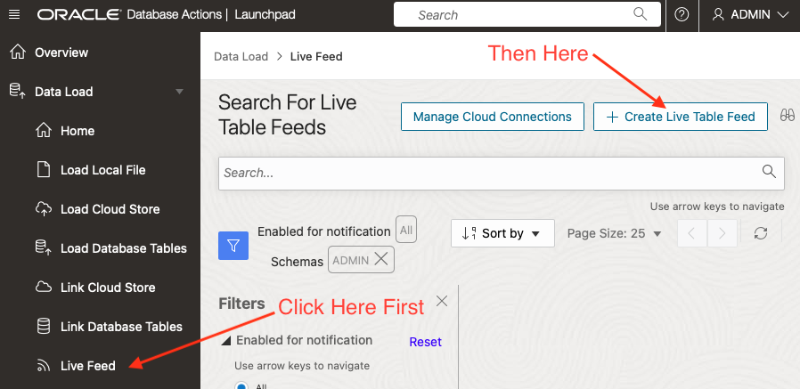Create Live Feed Table