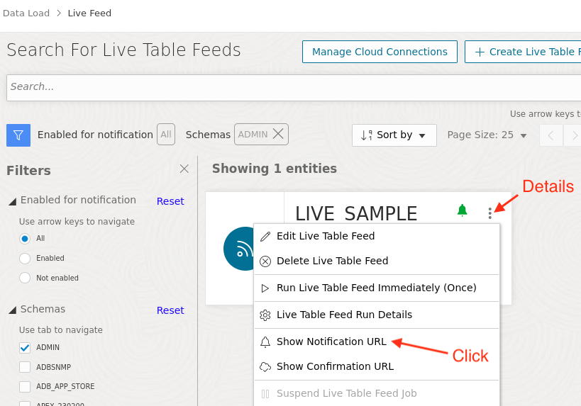 Show Notification URL