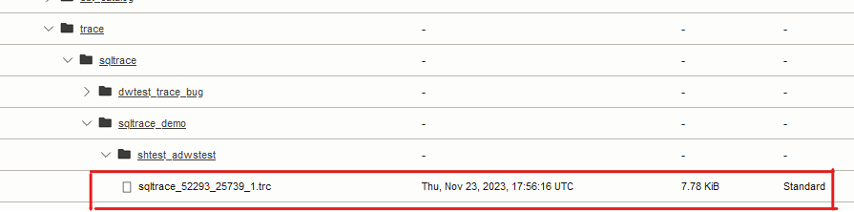 Trace results in object storage