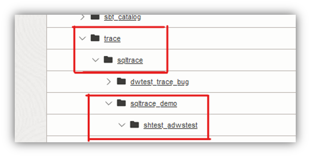 object storage containing trace files