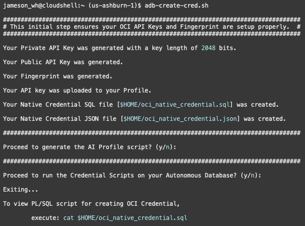run the command adb-create-cred.sh