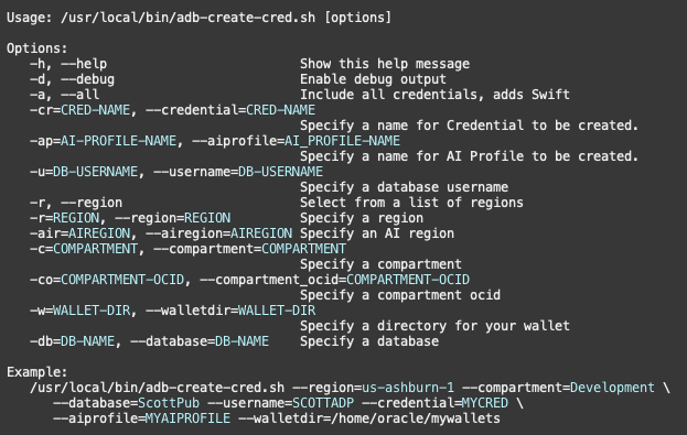 Cloud Shell help option