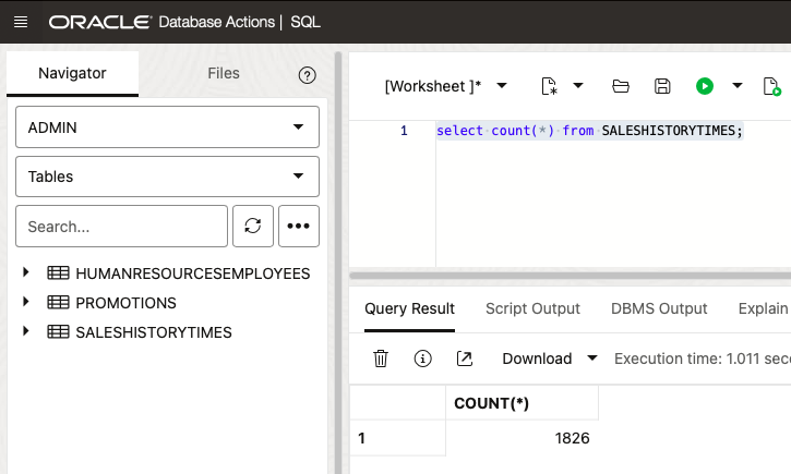 SQL Developer listing